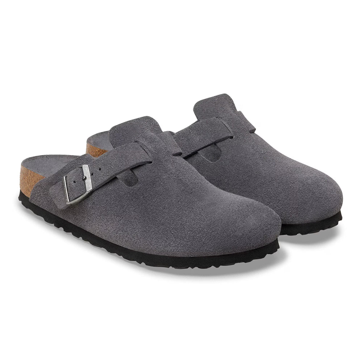 Birkenstock Men's Boston Soft Footbed Charcoal Suede