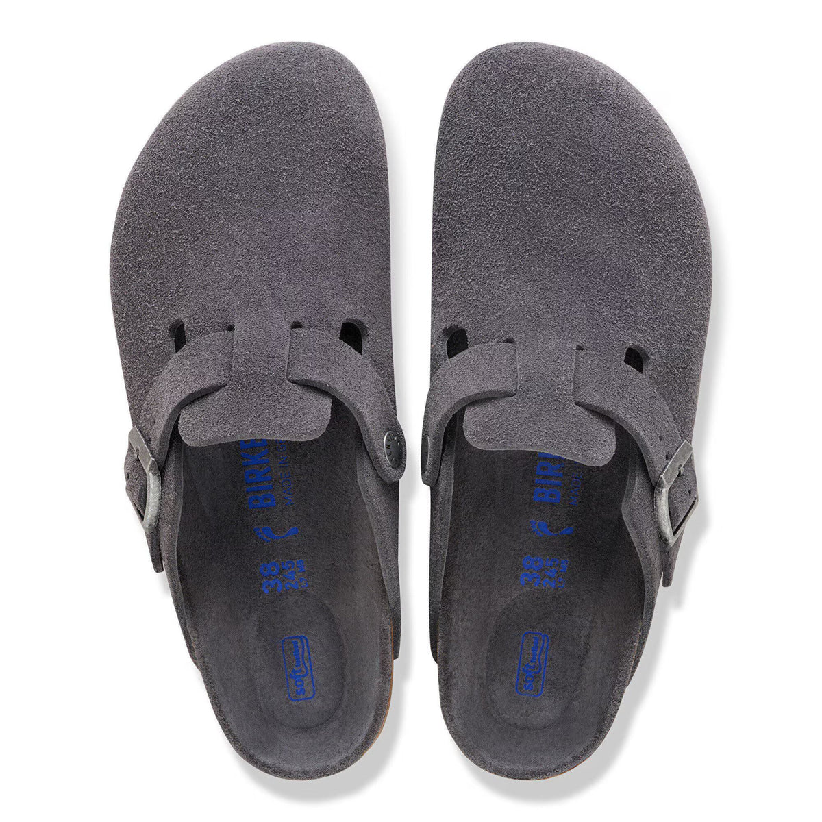 Birkenstock Men's Boston Soft Footbed Charcoal Suede
