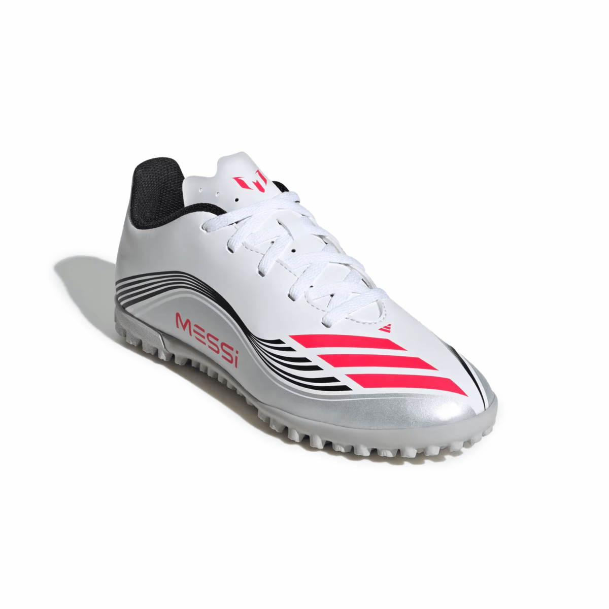 Adidas Kids F50 Messi Club Turf Cloud White/Lucid Red/Silver Metallic