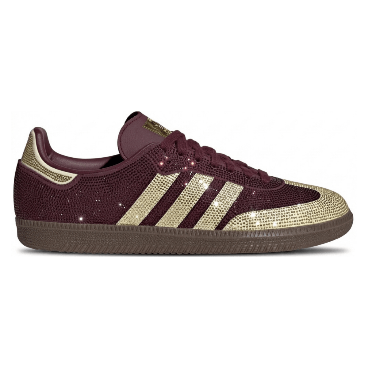 Adidas Women's Samba OG Maroon/Gold Rhinestones