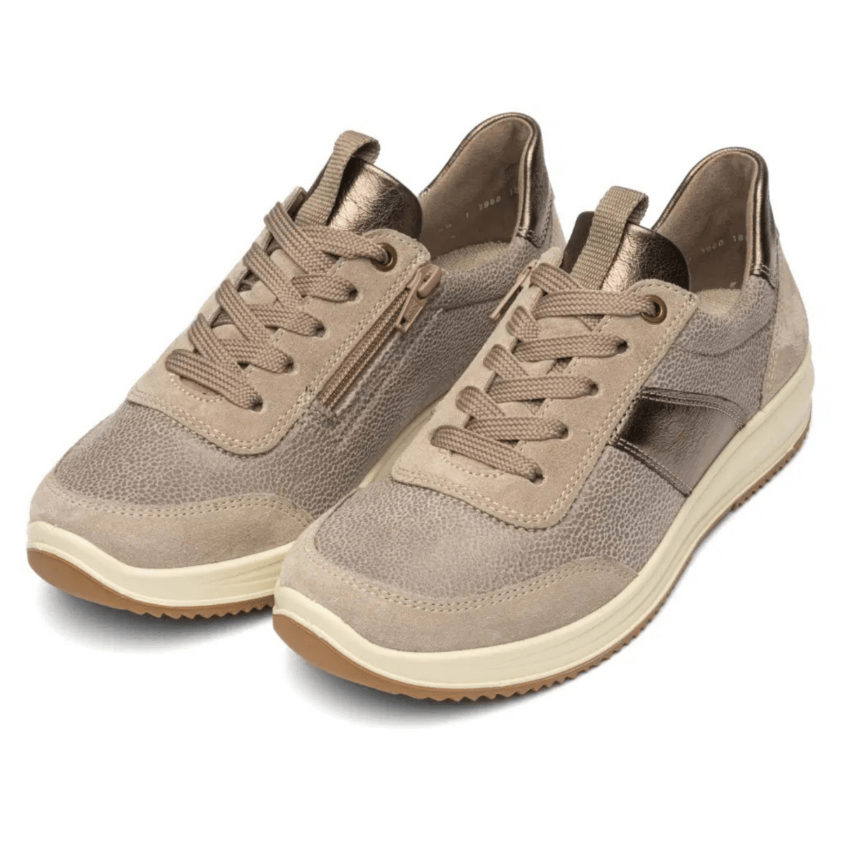 Ara Women's Osaka Light Beige Suede/Metallic Leather