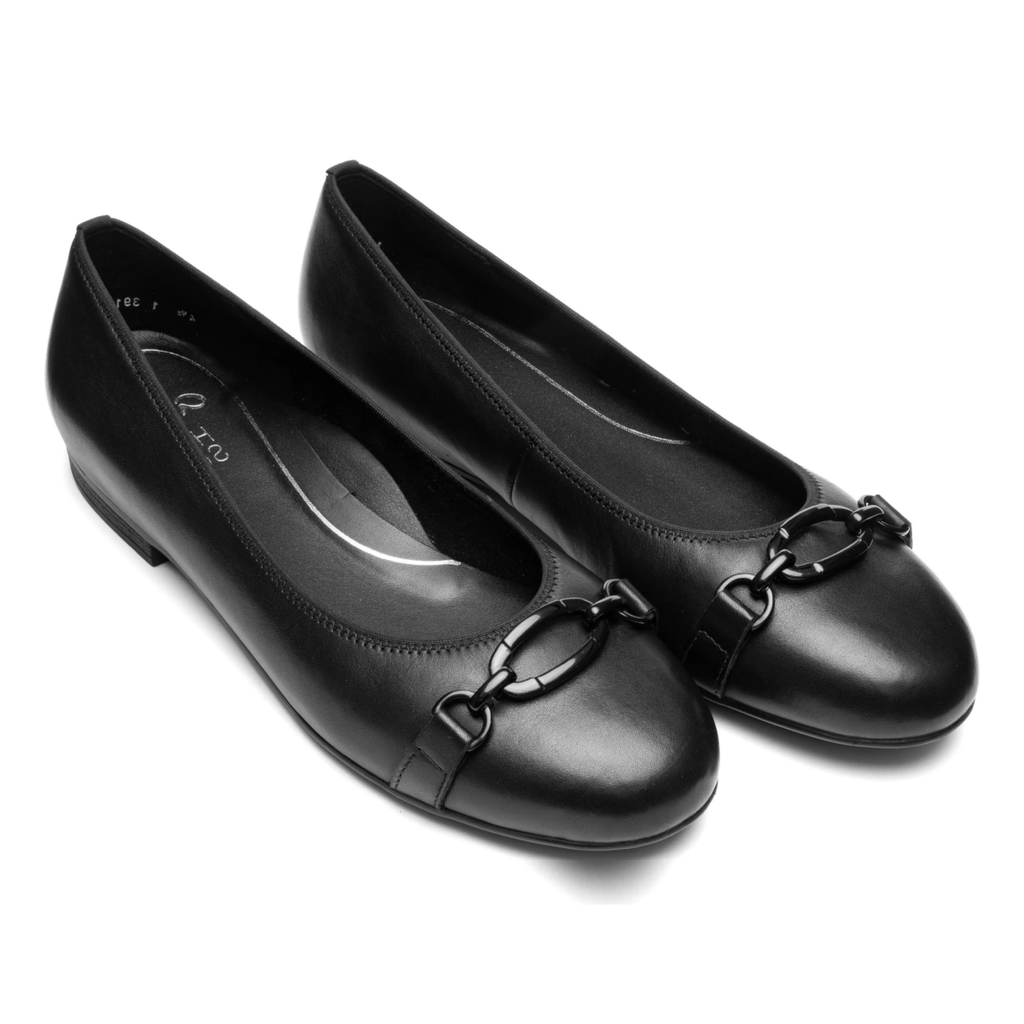 Ara Women's Siene Flat Black Calf Leather