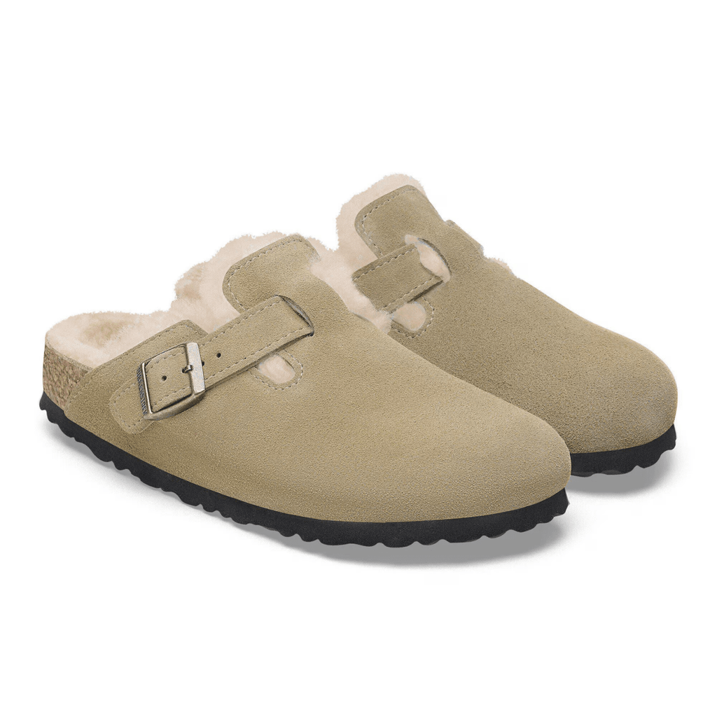 Birkenstock Men's Boston Shearling Taupe Suede Leather
