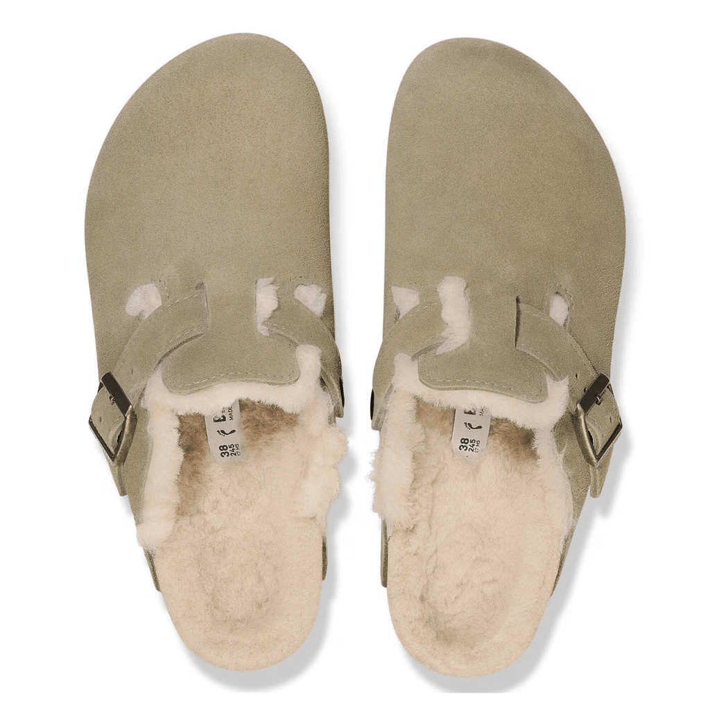 Birkenstock Men's Boston Shearling Taupe Suede Leather