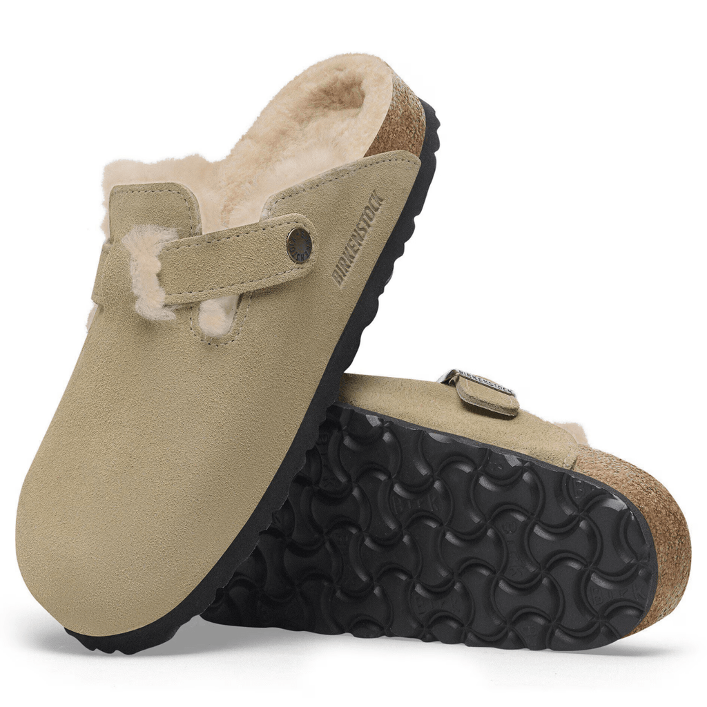 Birkenstock Men's Boston Shearling Taupe Suede Leather