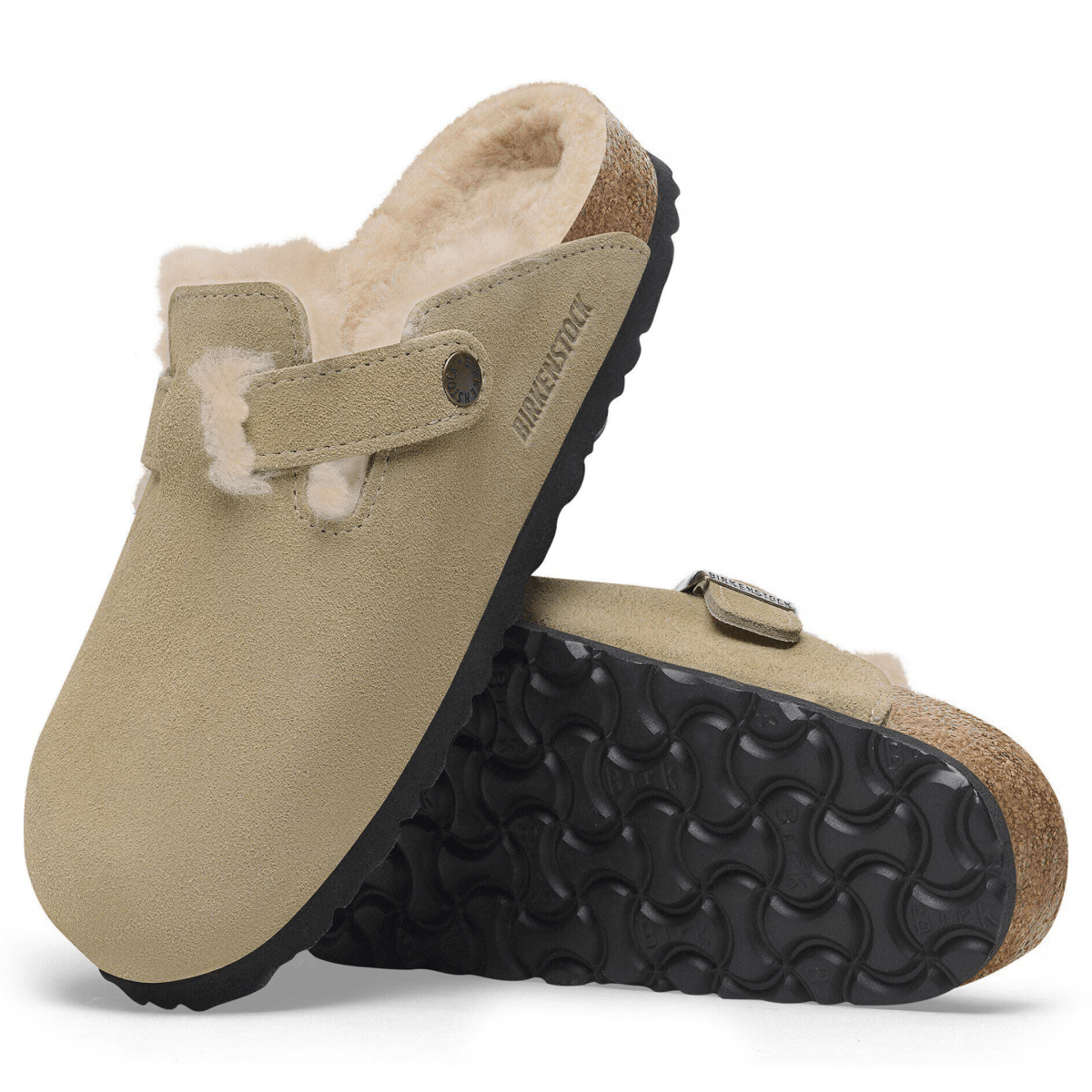 Birkenstock Men's Boston Shearling Taupe Suede Leather