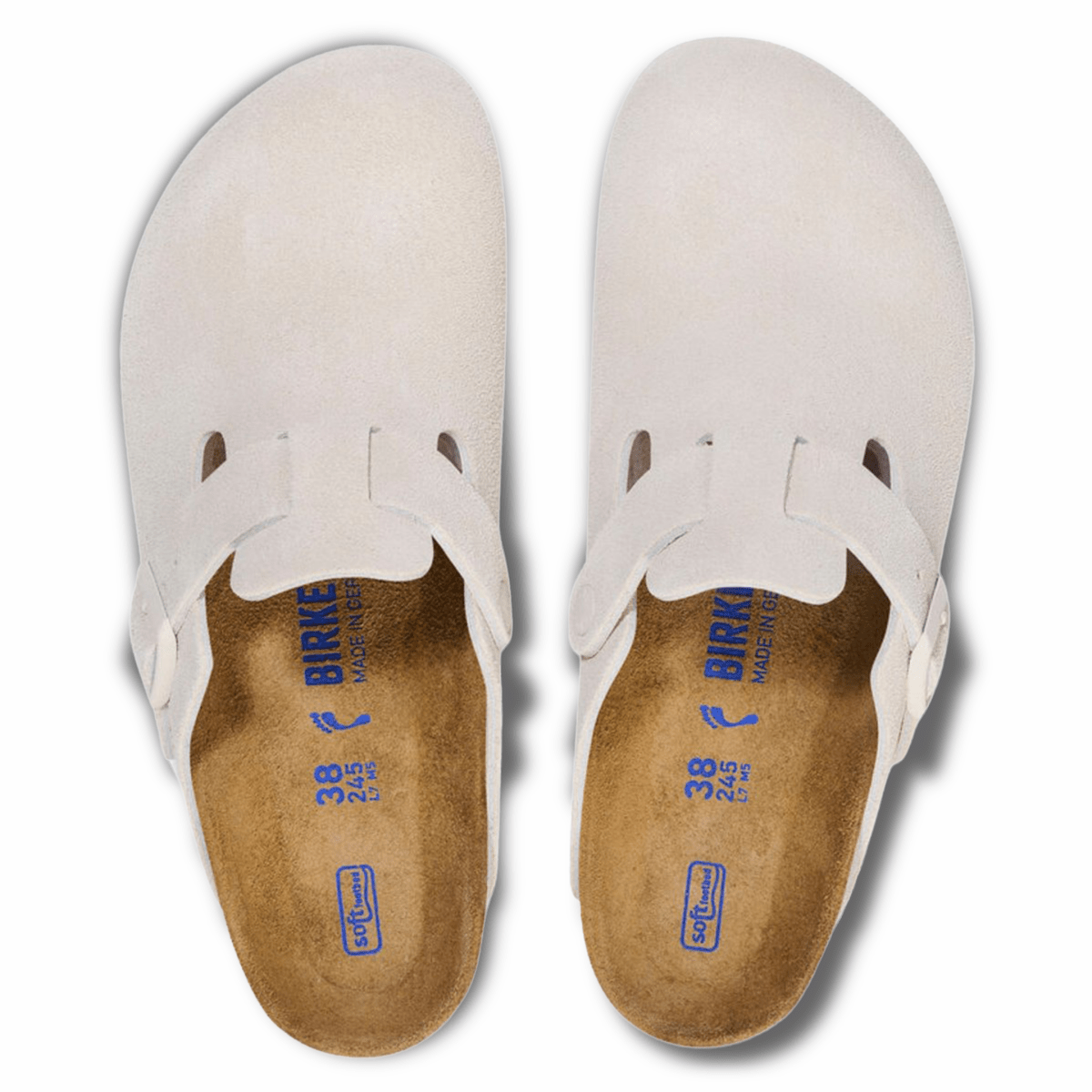 Birkenstock Men's Boston Soft Footbed Antique White Suede
