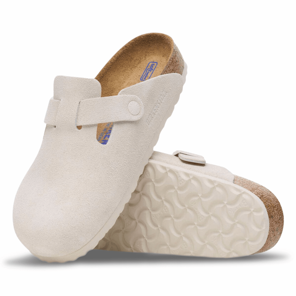 Birkenstock Men's Boston Soft Footbed Antique White Suede