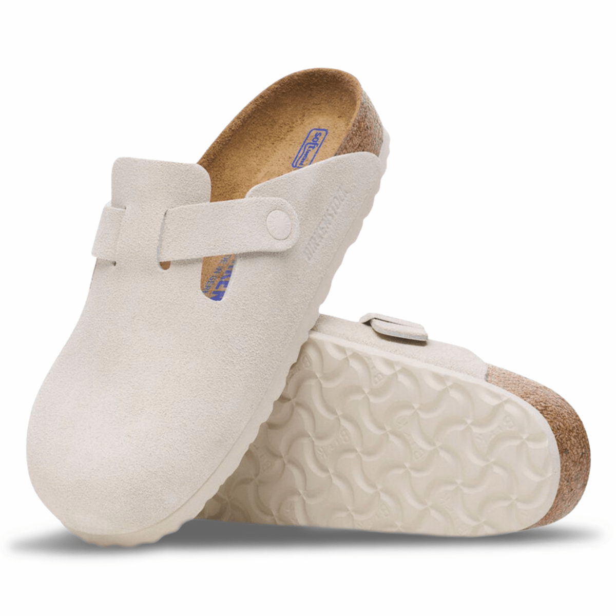 Birkenstock Men's Boston Soft Footbed Antique White Suede