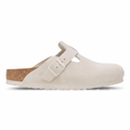 Birkenstock Men's Boston Soft Footbed Antique White Suede