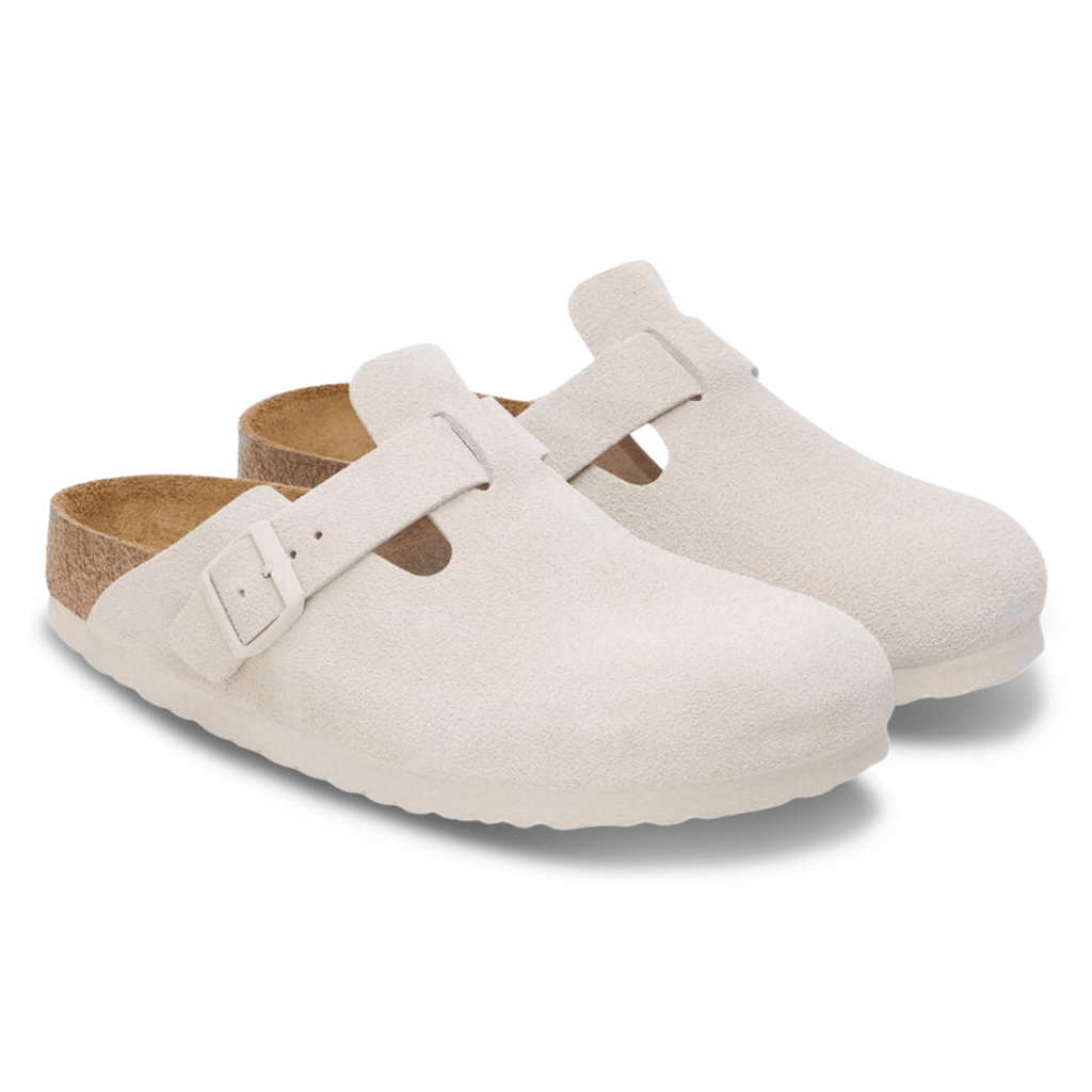 Birkenstock Men's Boston Soft Footbed Antique White Suede