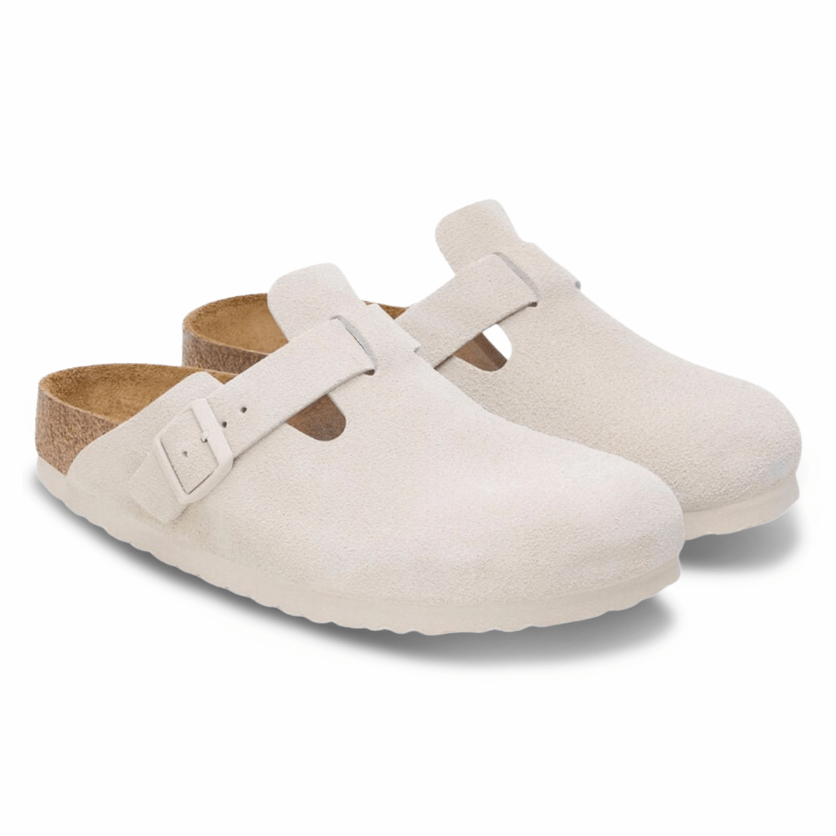 Birkenstock Men's Boston Soft Footbed Antique White Suede