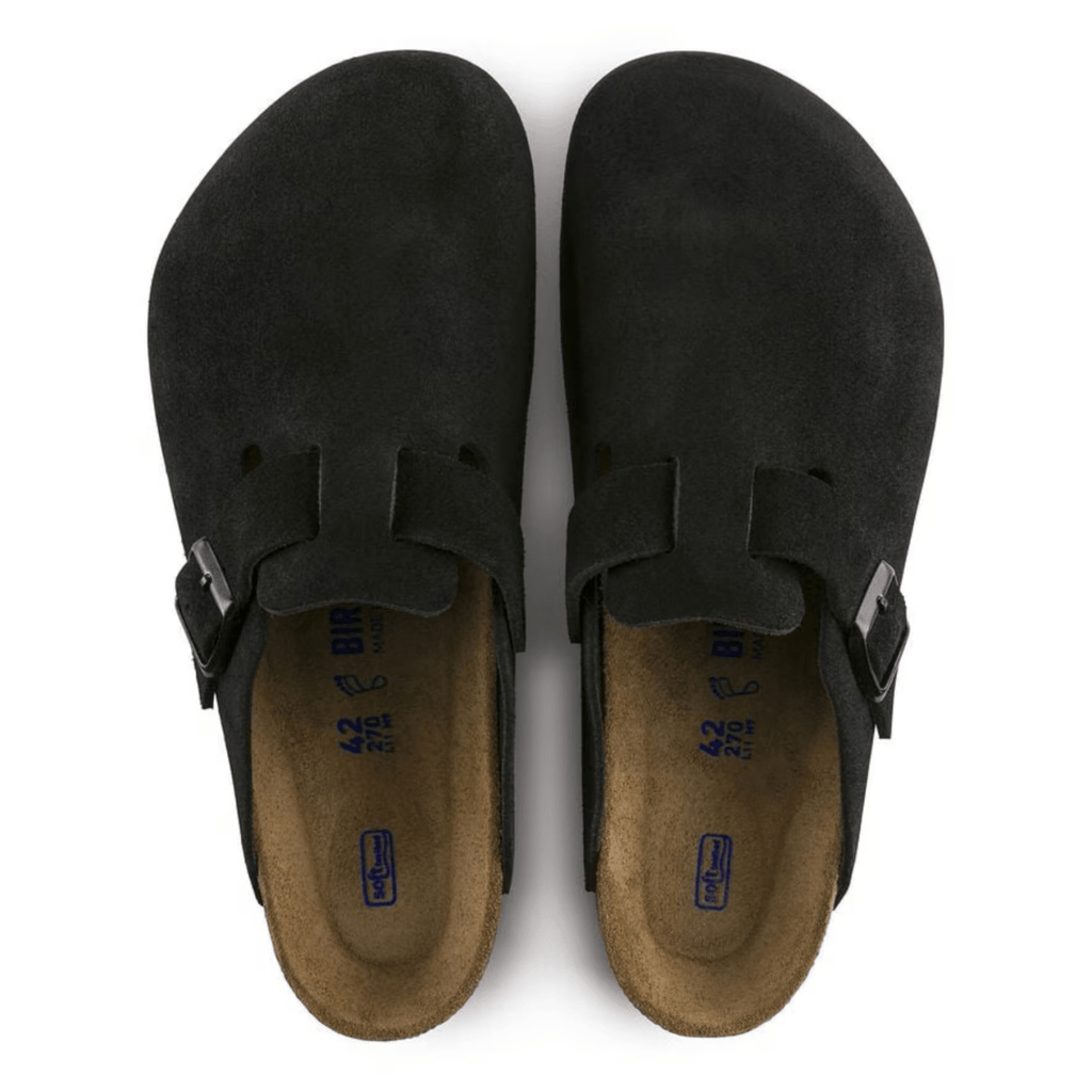 Birkenstock Men's Boston Soft Footbed Black Suede Leather