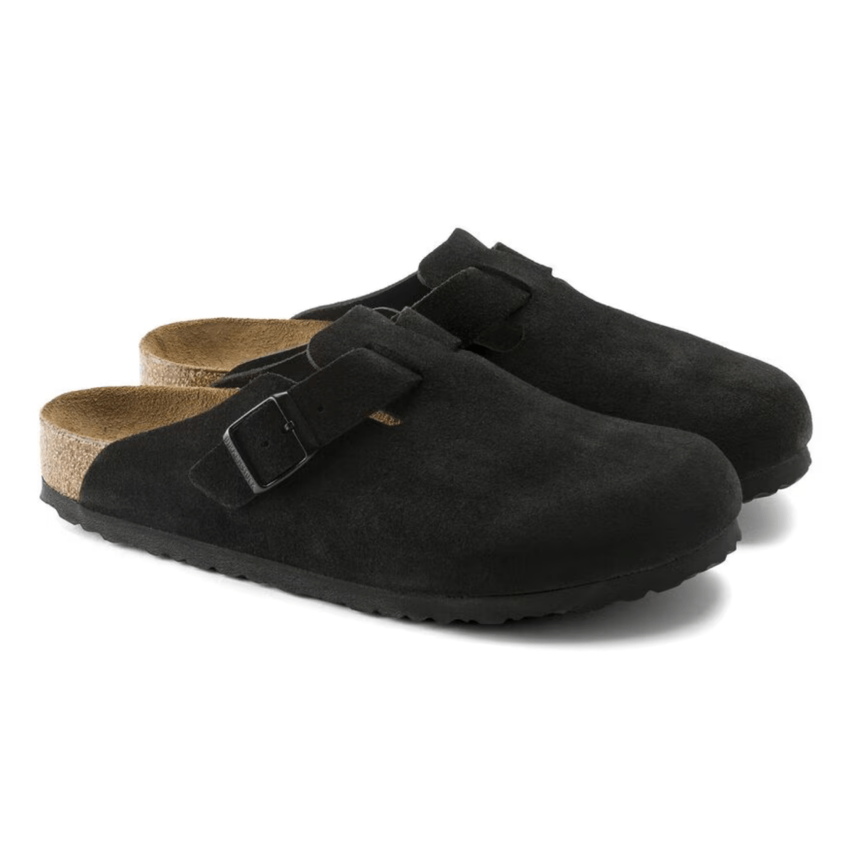 Birkenstock Men's Boston Soft Footbed Black Suede Leather