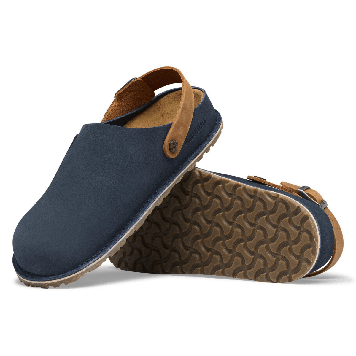 Birkenstock Men's Lutry Premium Navy/Cognac Suede