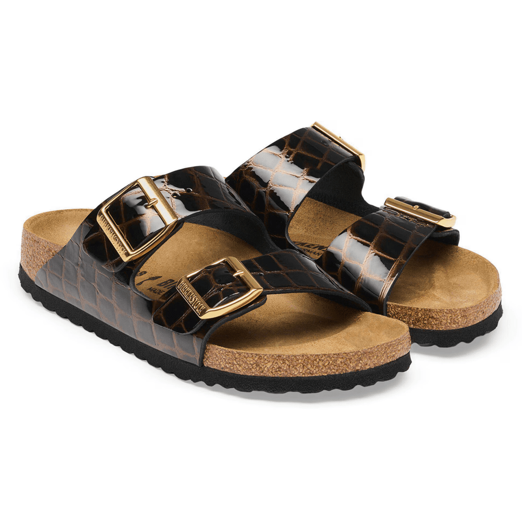 Birkenstock Women's Arizona Black Embossed Animal Leather
