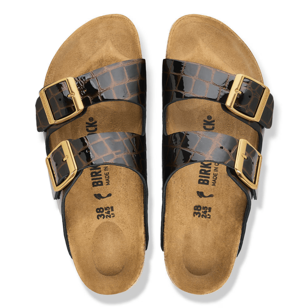Birkenstock Women's Arizona Black Embossed Animal Leather