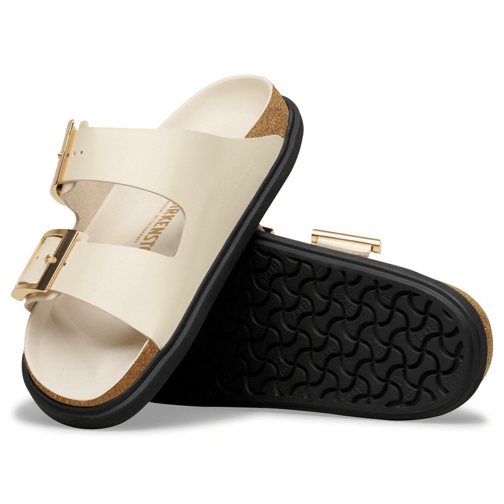 Birkenstock Women's Arizona Droplet Buckle High Shine Ecru Leather