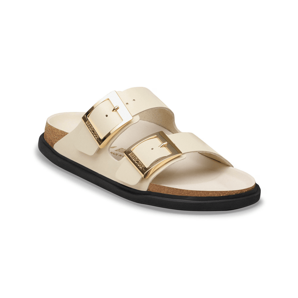 Birkenstock Women's Arizona Droplet Buckle High Shine Ecru Leather