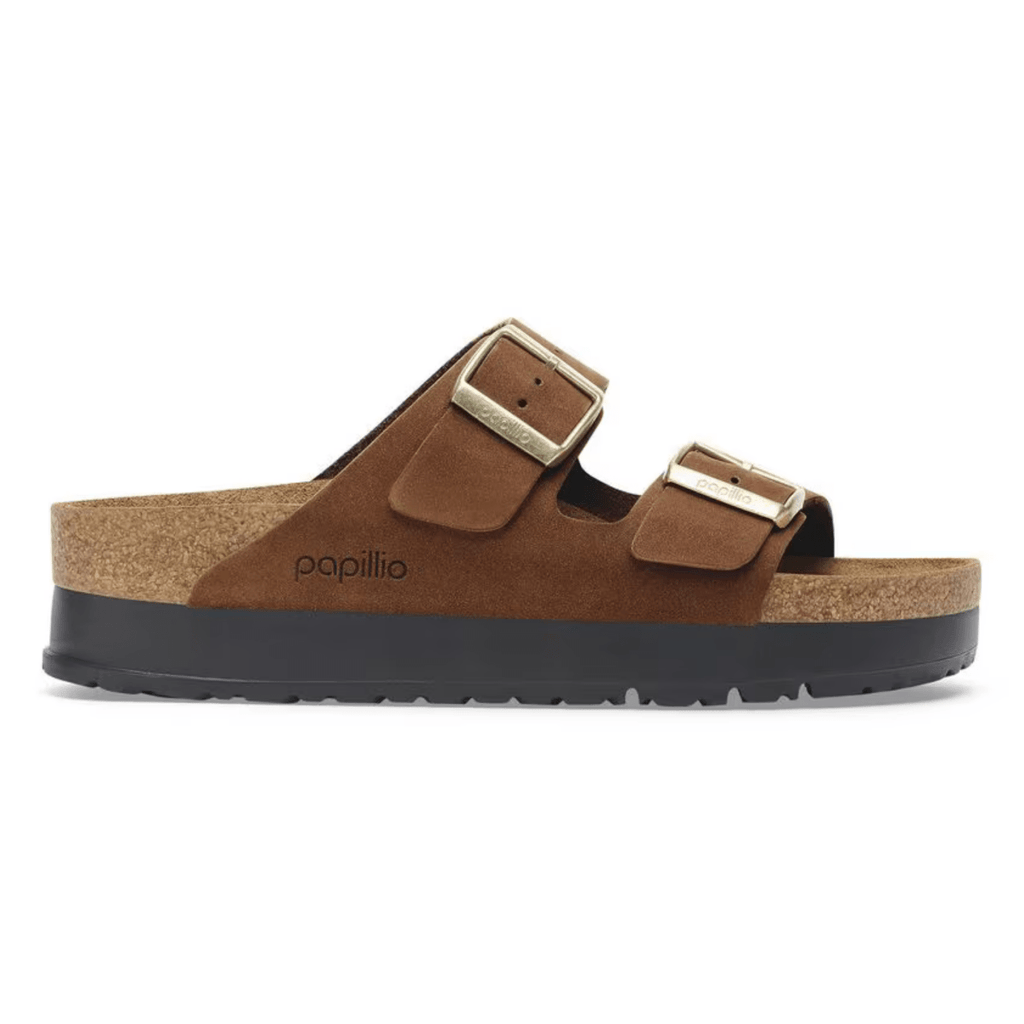 Birkenstock Women's Arizona Flex Platform Birko-Flor Dark Tea Nubuck Leather