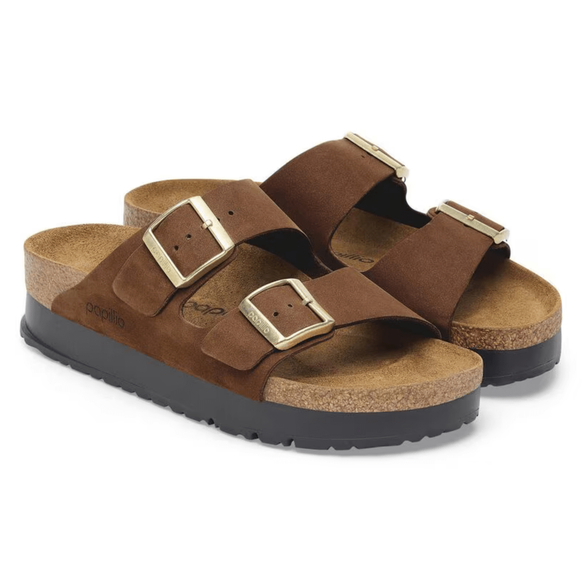 Birkenstock Women's Arizona Flex Platform Birko-Flor Dark Tea Nubuck Leather