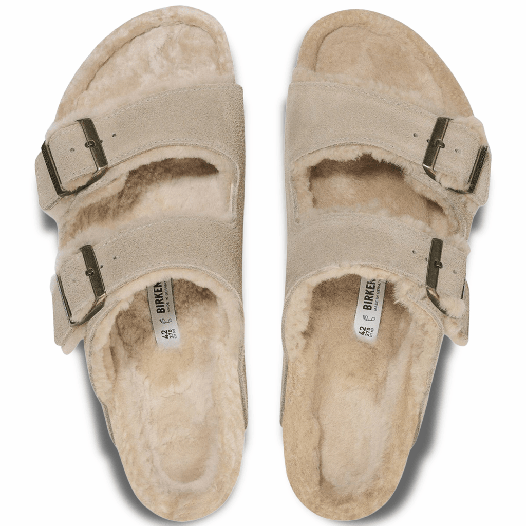 Birkenstock Women's Arizona Shearling Taupe Suede Leather