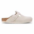 Birkenstock Women's Boston Antique White Suede Soft Footbed