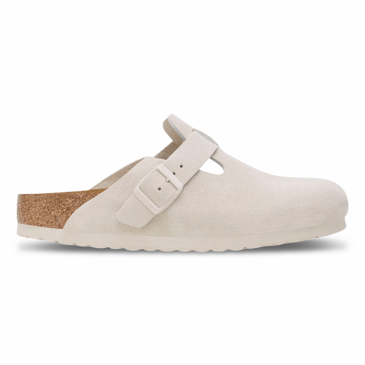 Birkenstock Women's Boston Antique White Suede Soft Footbed