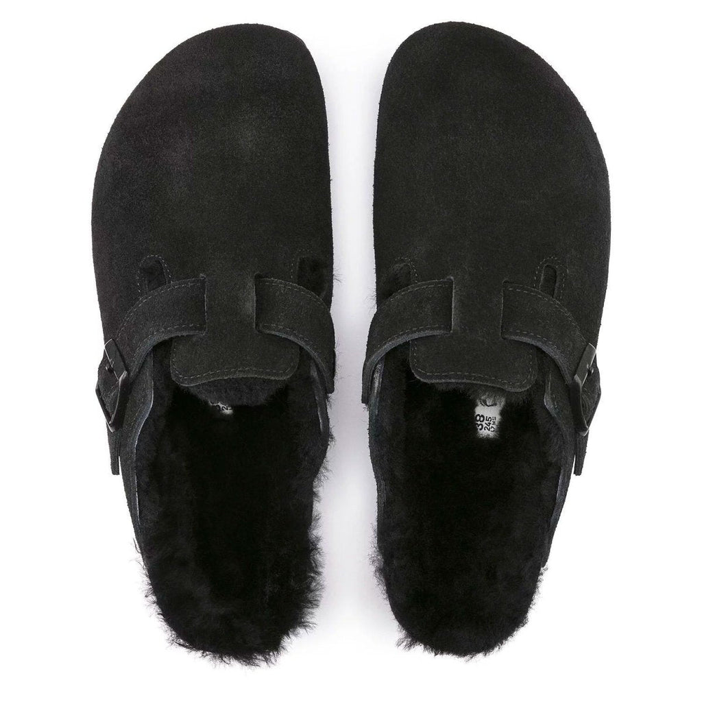 Birkenstock Women's Boston Black Suede/Shearling
