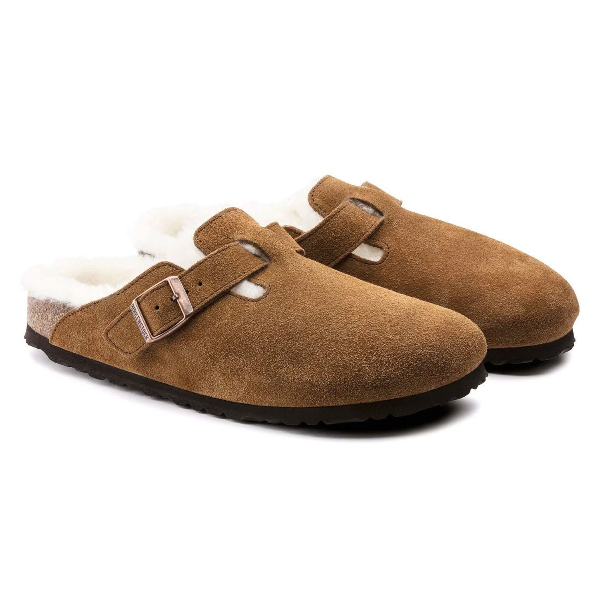 Birkenstock Women's Boston Mink Natural Suede Shearling