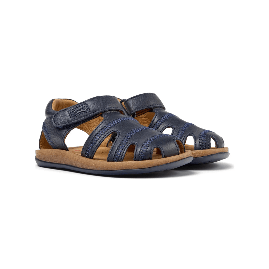 Camper Toddlers Bicho Navy Leather Fisherman