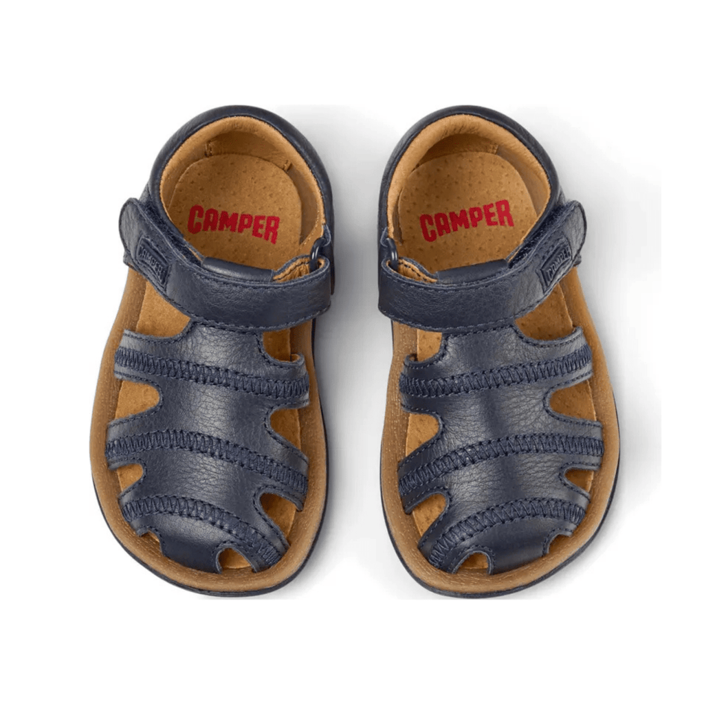 Camper Toddlers Bicho Navy Leather Fisherman