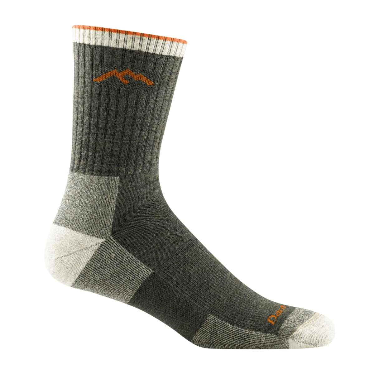 Darn Tough Men's Hiker Micro Crew Midweight Socks Olive/Grey/Cream/Orange