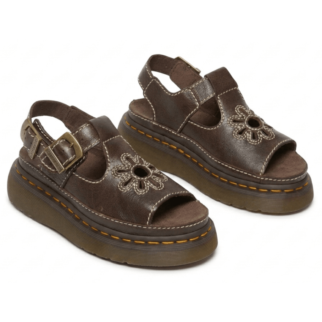 Dr. Martens Women's Dunnet Flower Kelp Brown Full Grain Leather