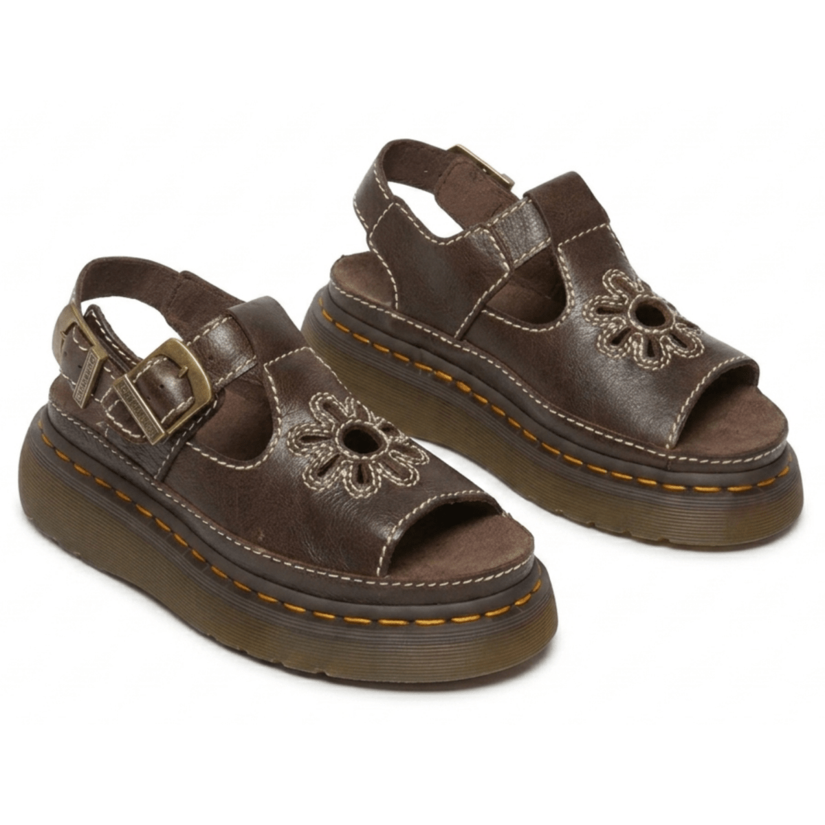 Dr. Martens Women's Dunnet Flower Kelp Brown Full Grain Leather