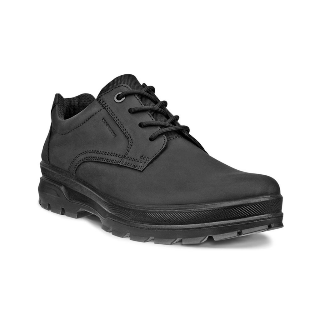 Ecco Men's Rugged Track Plain Toe Low Black Leather Waterproof