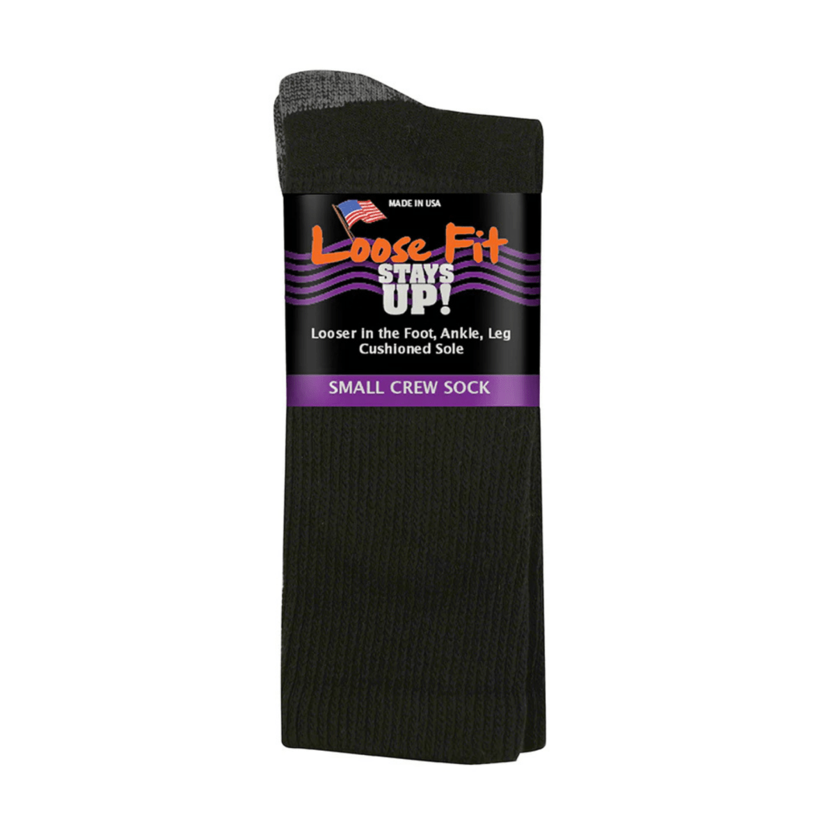 Extra Wide Sock Loose Fit Casual Crew Black