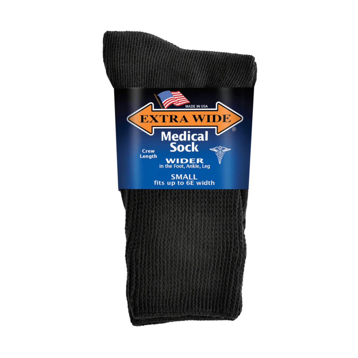 Extra Wide Sock Medical Crew Black
