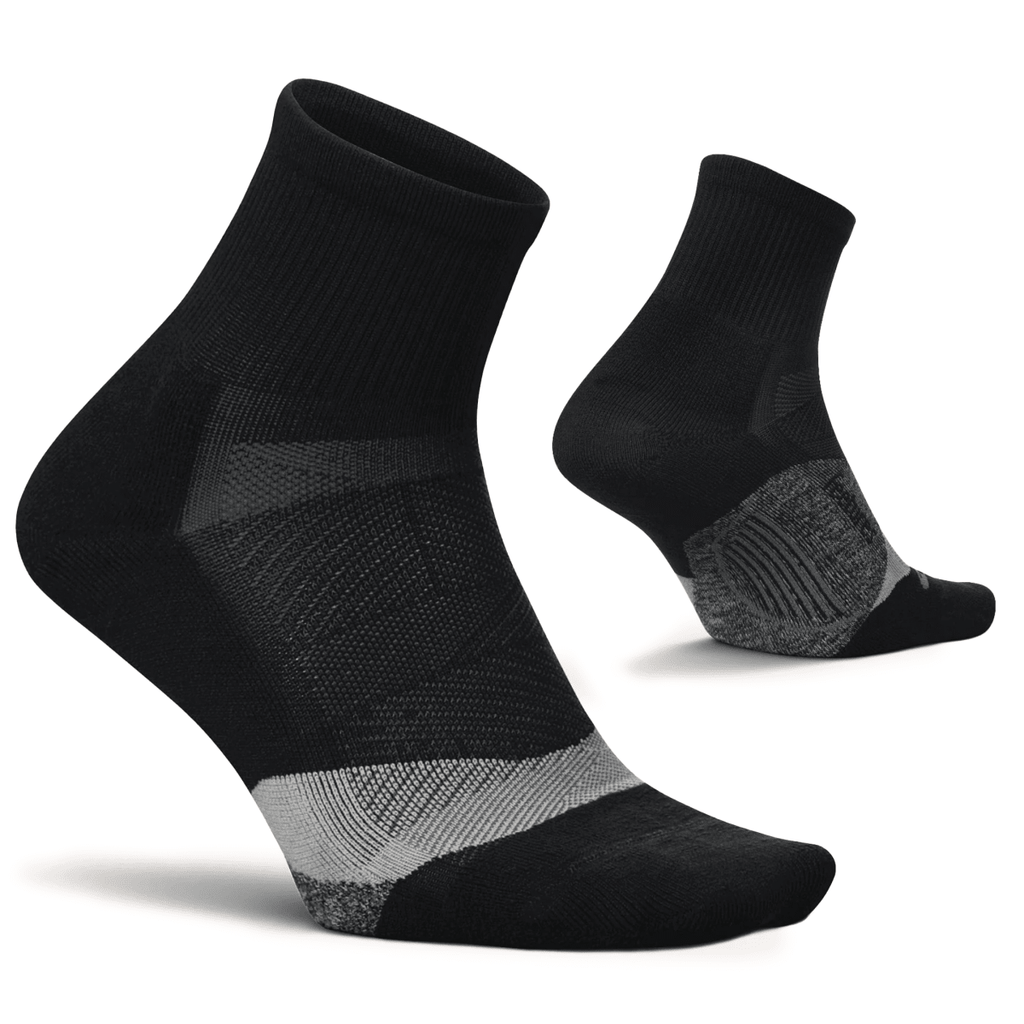 Feetures Women's Elite 1/4 Light Cushion Black Socks