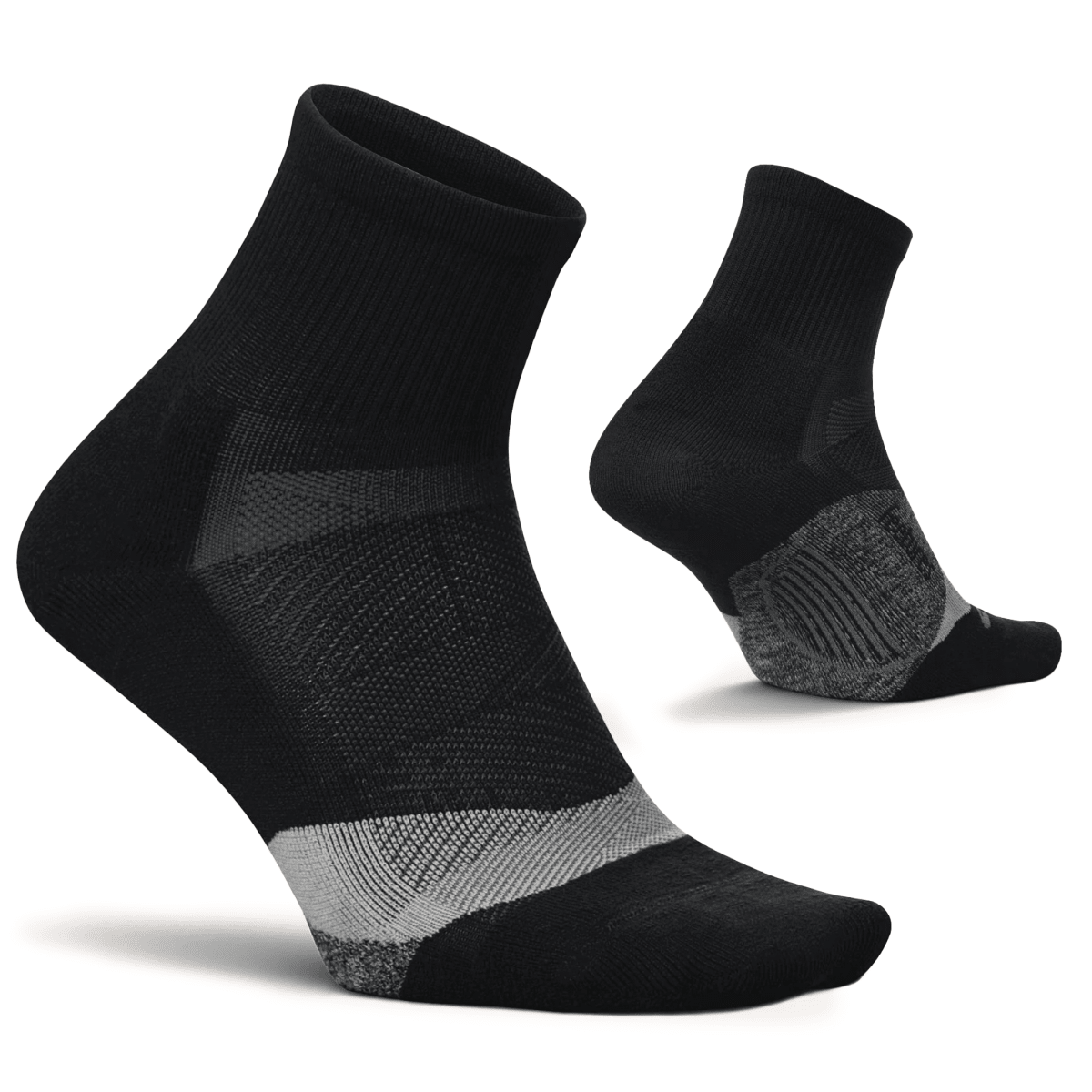 Feetures Women's Elite 1/4 Light Cushion Black Socks