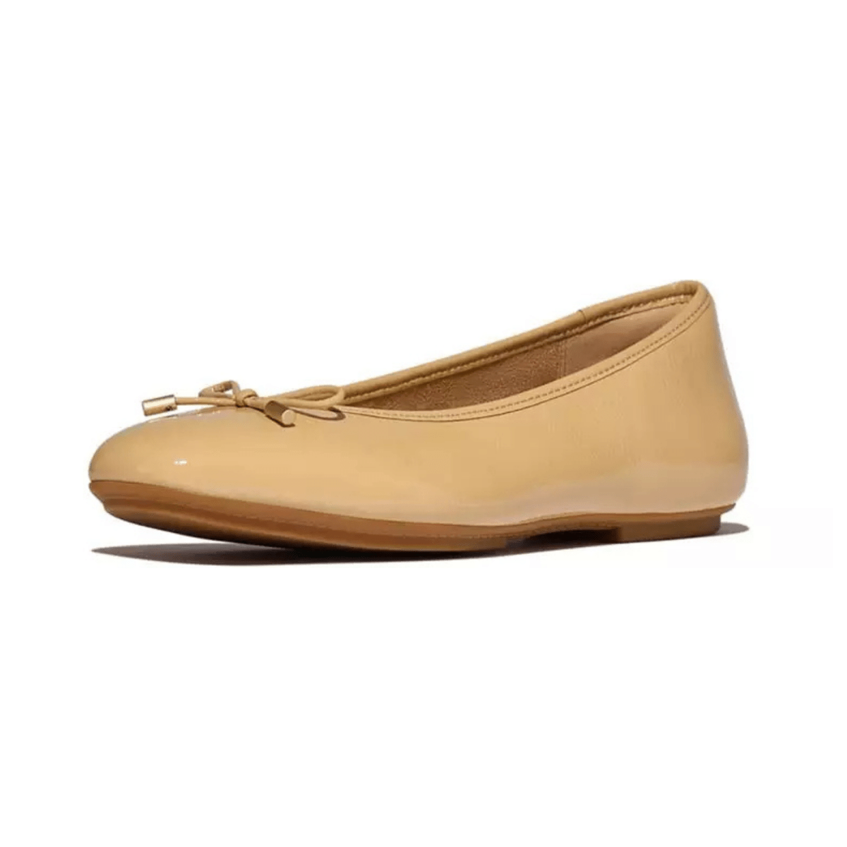 FitFlop Women's Delicato Bow Cappuccino Textured Patent Leather