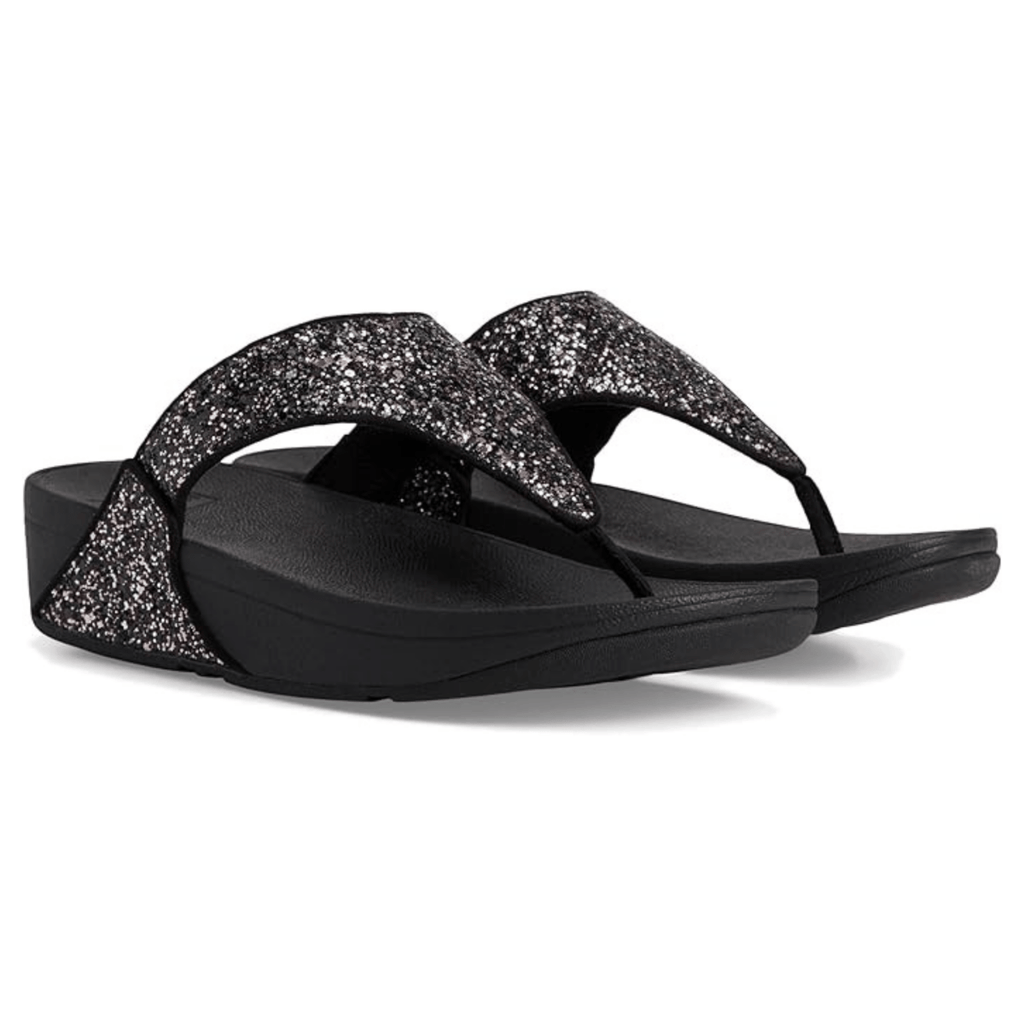 FitFlop Women's Lulu Glitter Toe-Post Black Multi