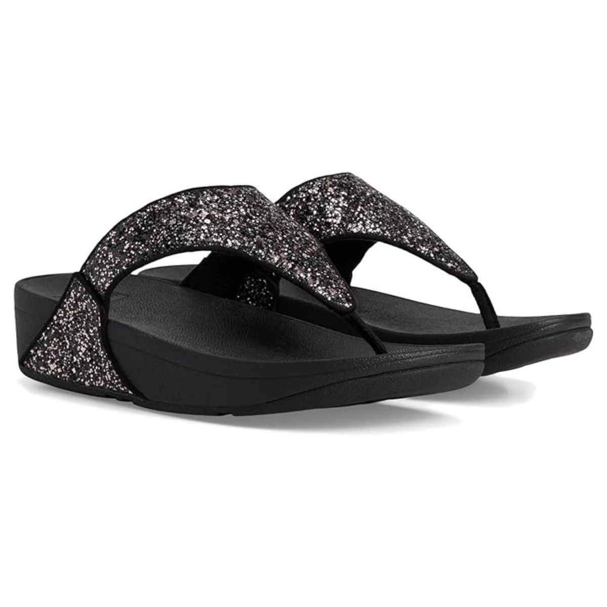 FitFlop Women's Lulu Glitter Toe-Post Black Multi