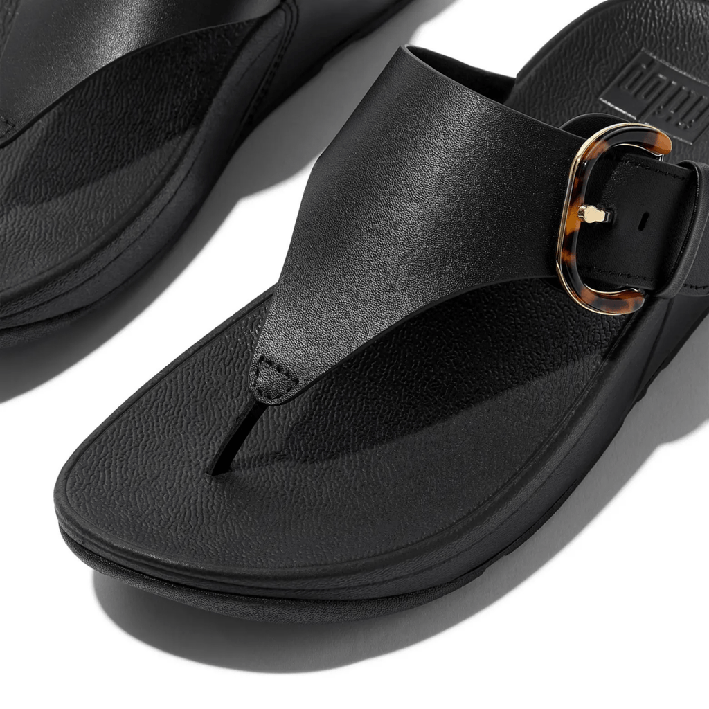 FitFlop Women's Lulu Toe-Post Buckle Black/Tortoise