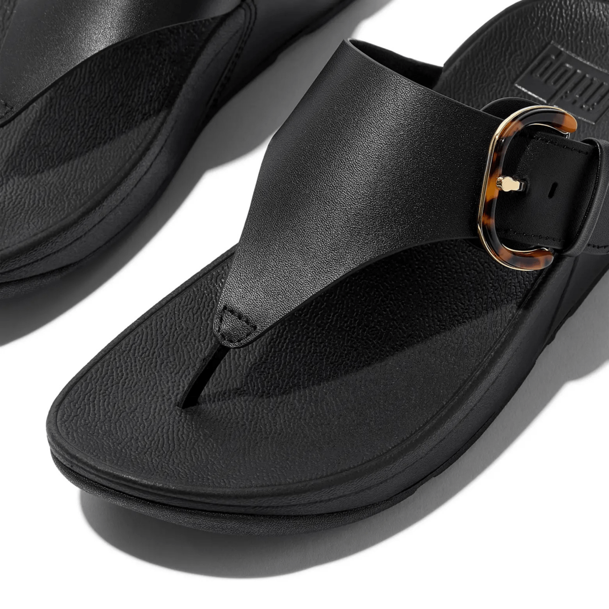 FitFlop Women's Lulu Toe-Post Buckle Black/Tortoise