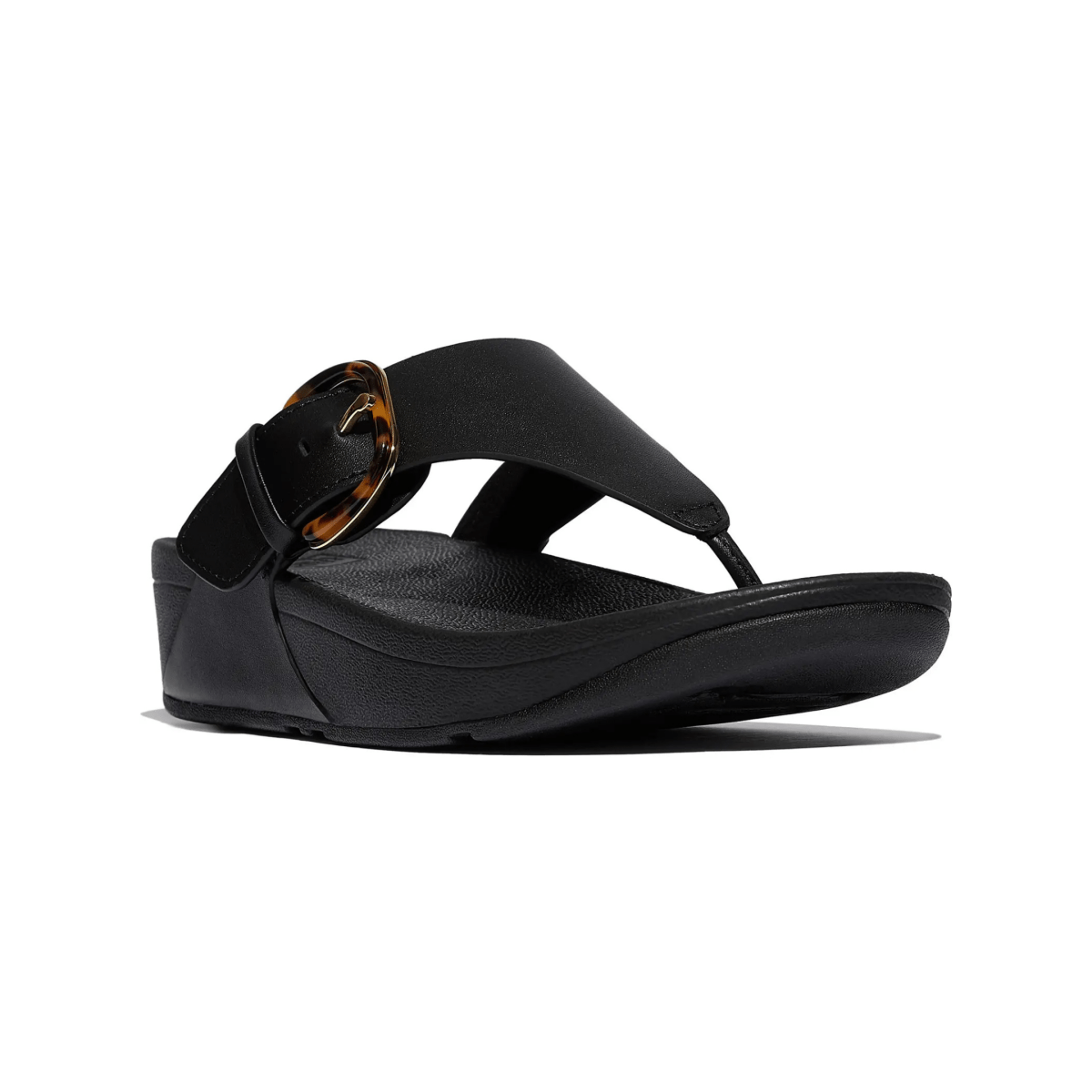 FitFlop Women's Lulu Toe-Post Buckle Black/Tortoise