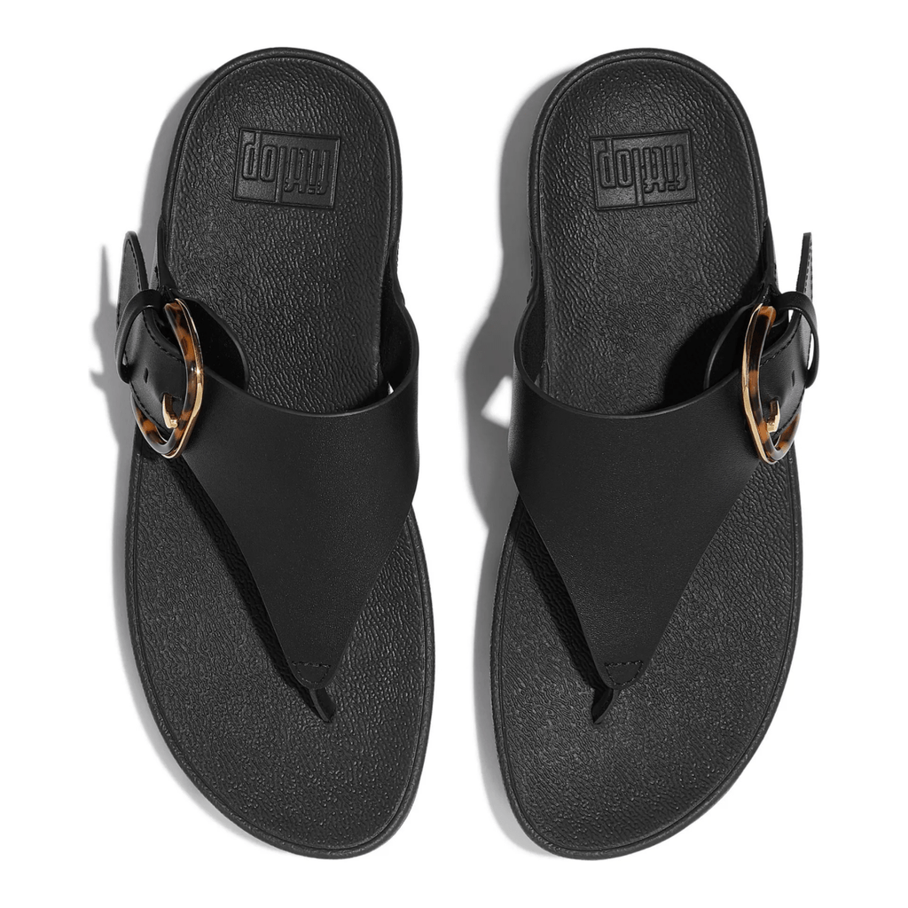 FitFlop Women's Lulu Toe-Post Buckle Black/Tortoise