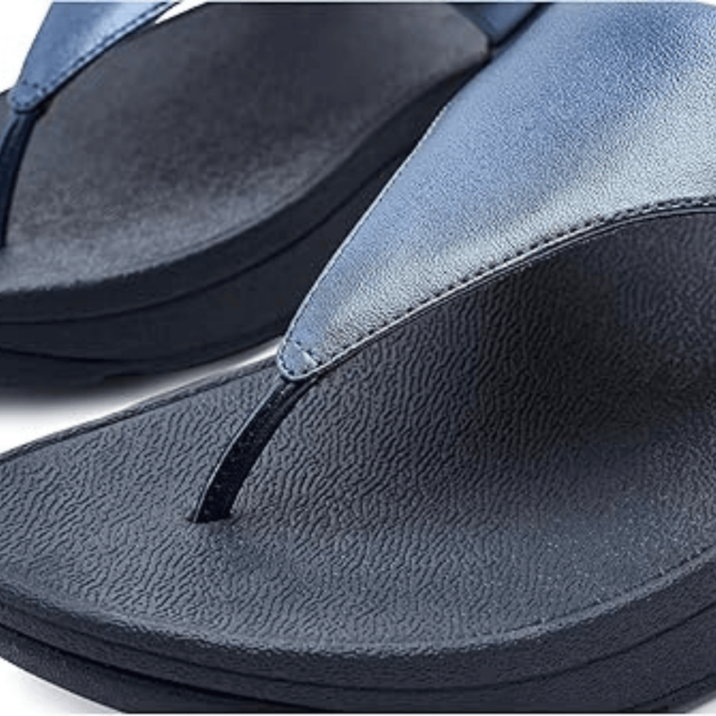 FitFlop Women's Lulu Toe-Post Cosmic Blue Metallic Leather