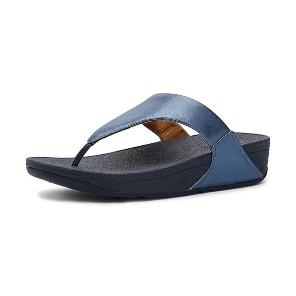 FitFlop Women's Lulu Toe-Post Cosmic Blue Metallic Leather