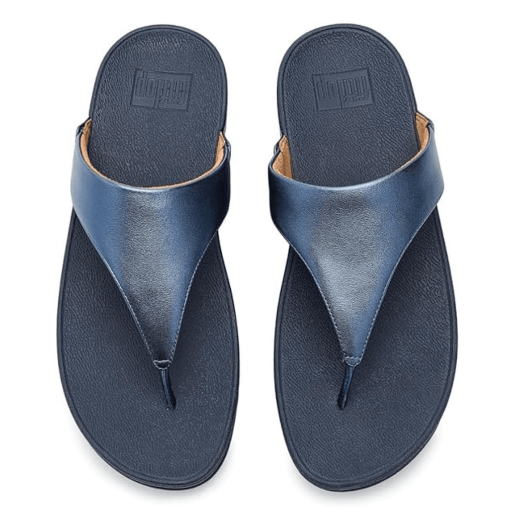 FitFlop Women's Lulu Toe-Post Cosmic Blue Metallic Leather